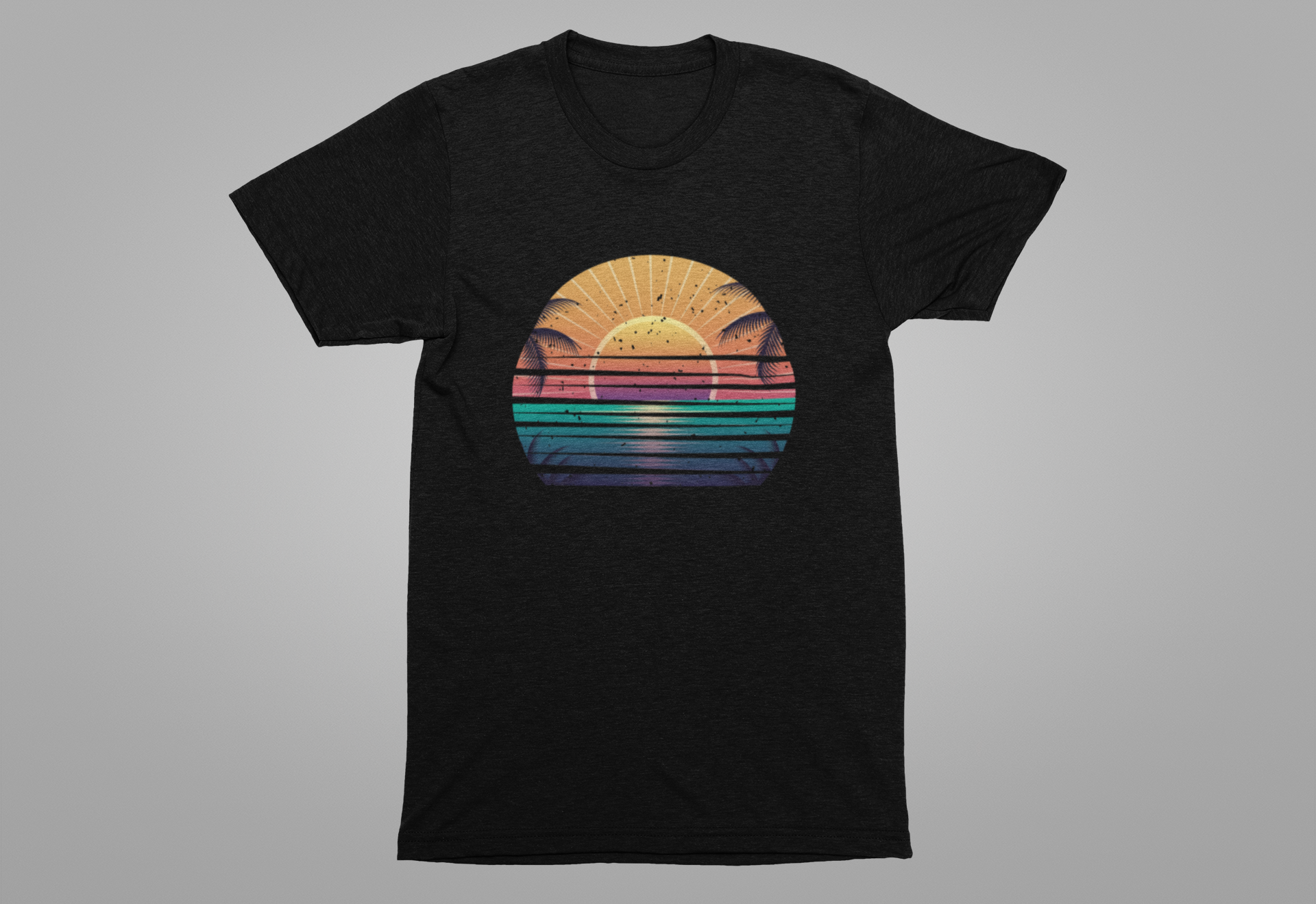 Sun Kissed & Ocean Blissed – Beach Sunset with Palm Trees Graphic T-Shirt