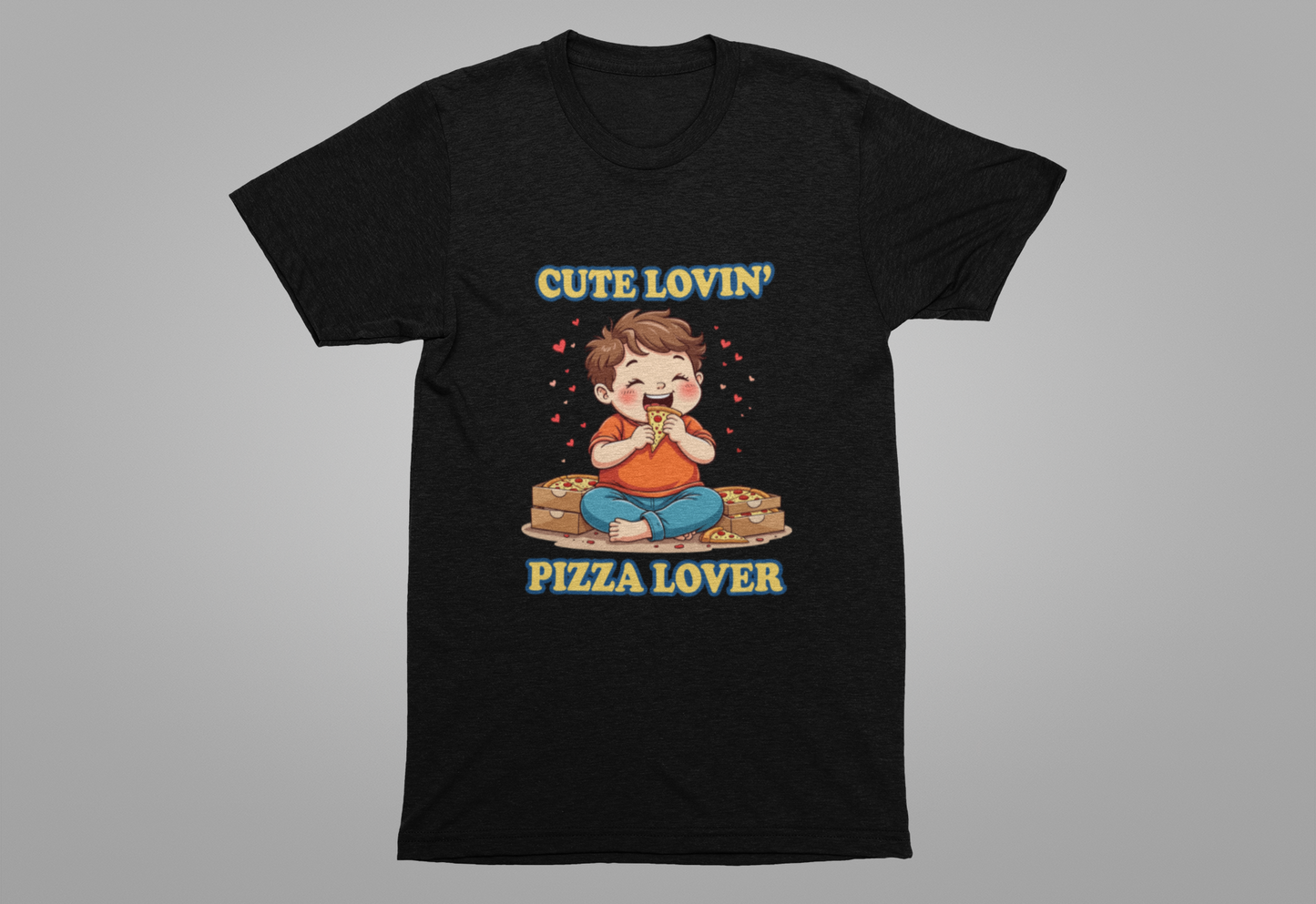 Cute Lovin’ Pizza Lover T-Shirt – Adorable Kid Eating Pizza Graphic