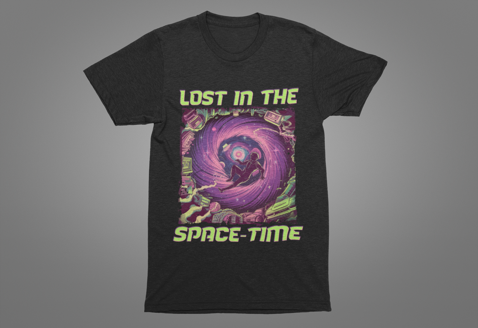 Lost in the Space Time Psychedelic Galaxy Spiral T-Shirt