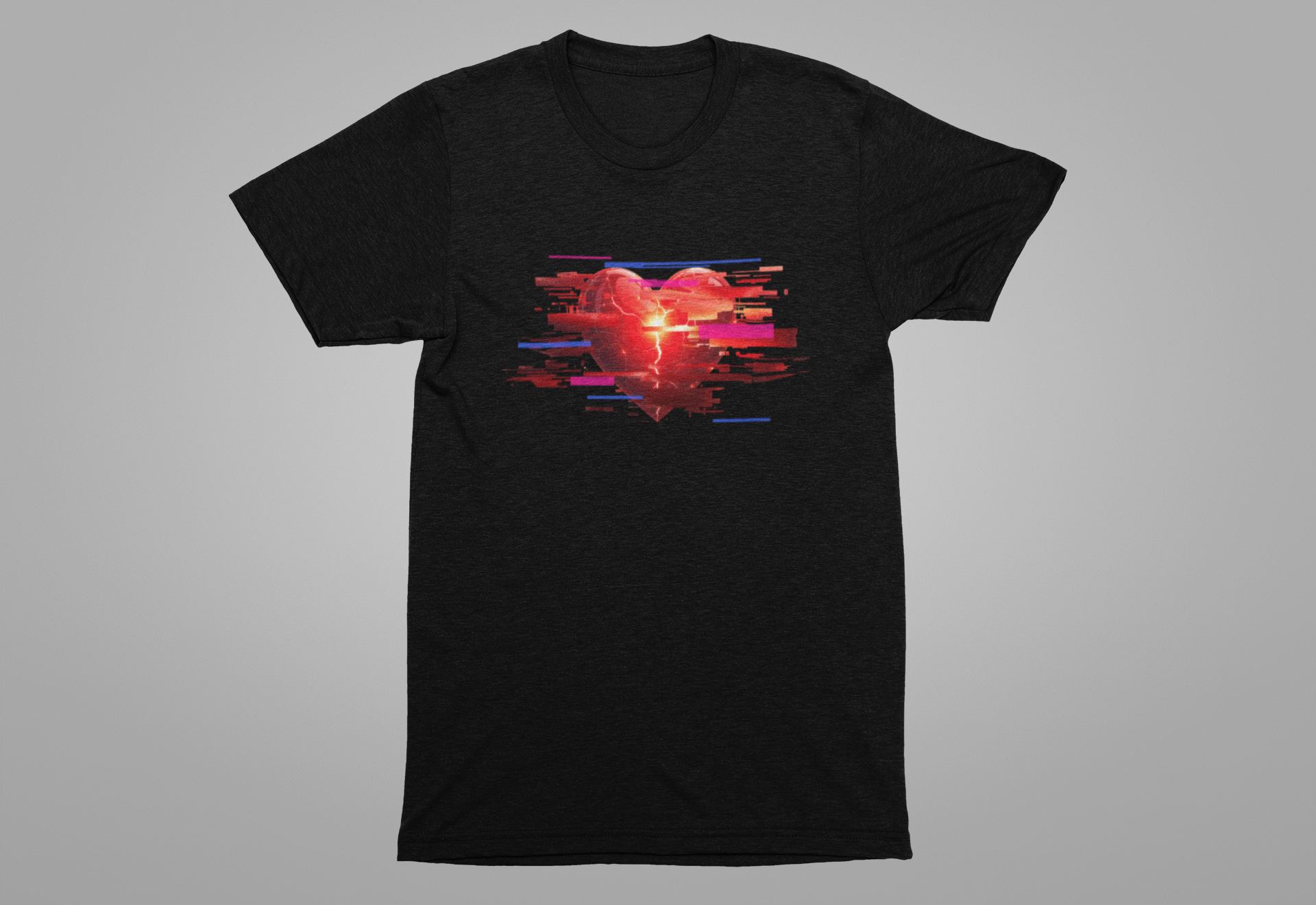 Glitch Heart – Modern Art Heart with Color Patch Rectangles Graphic T-Shirt
