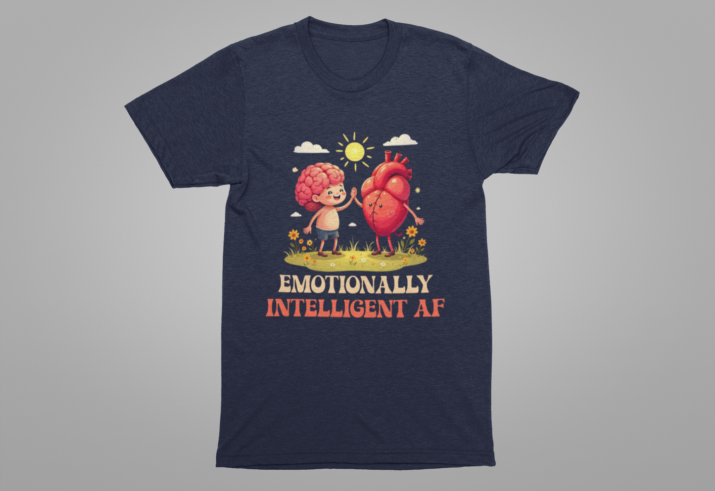 Emotionally Intelligent AF – Brain & Heart Hi-Five Graphic T-Shirt