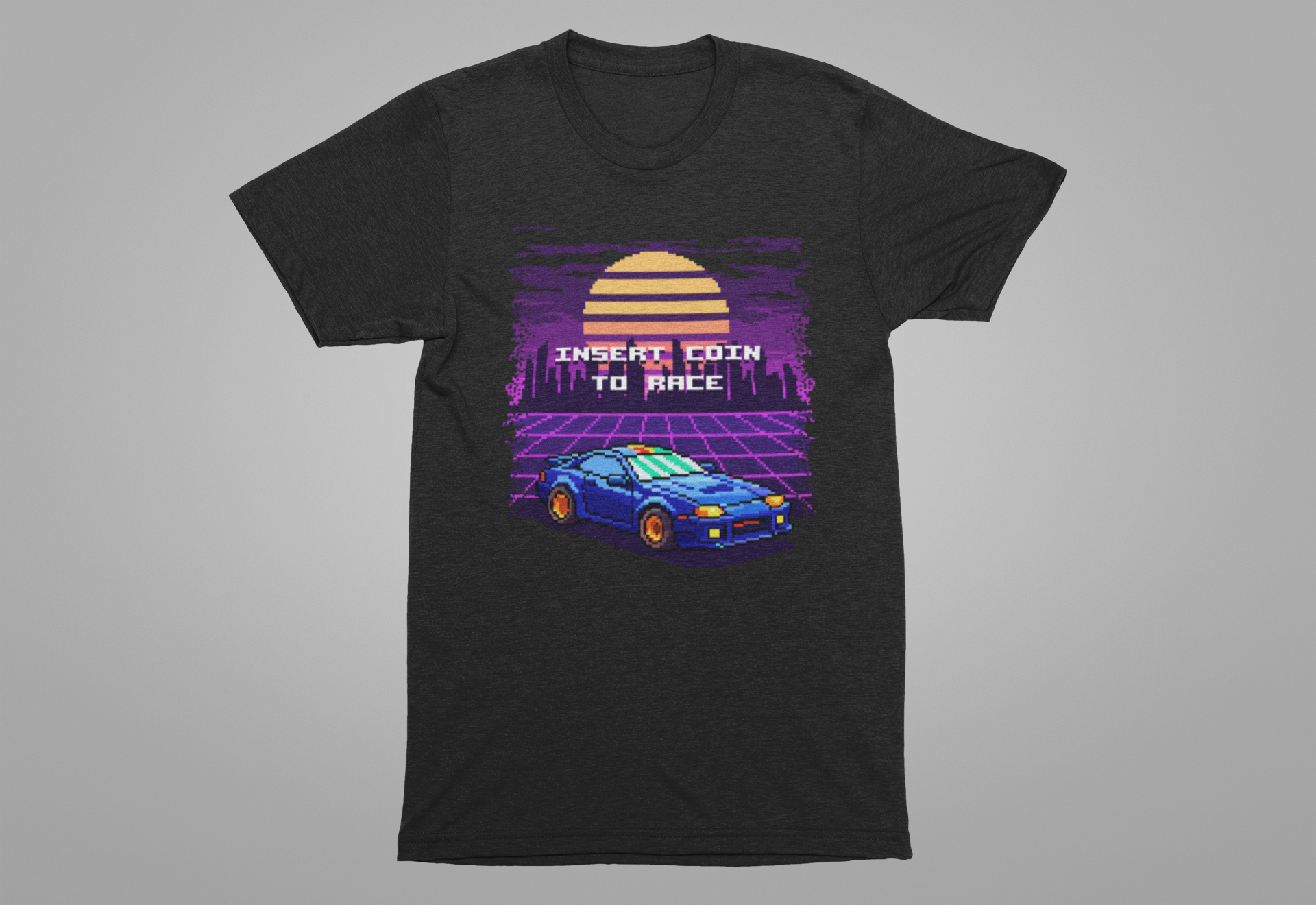 Retro Racing Arcade Pixel Gamer Insert Coin 80s Style T-Shirt