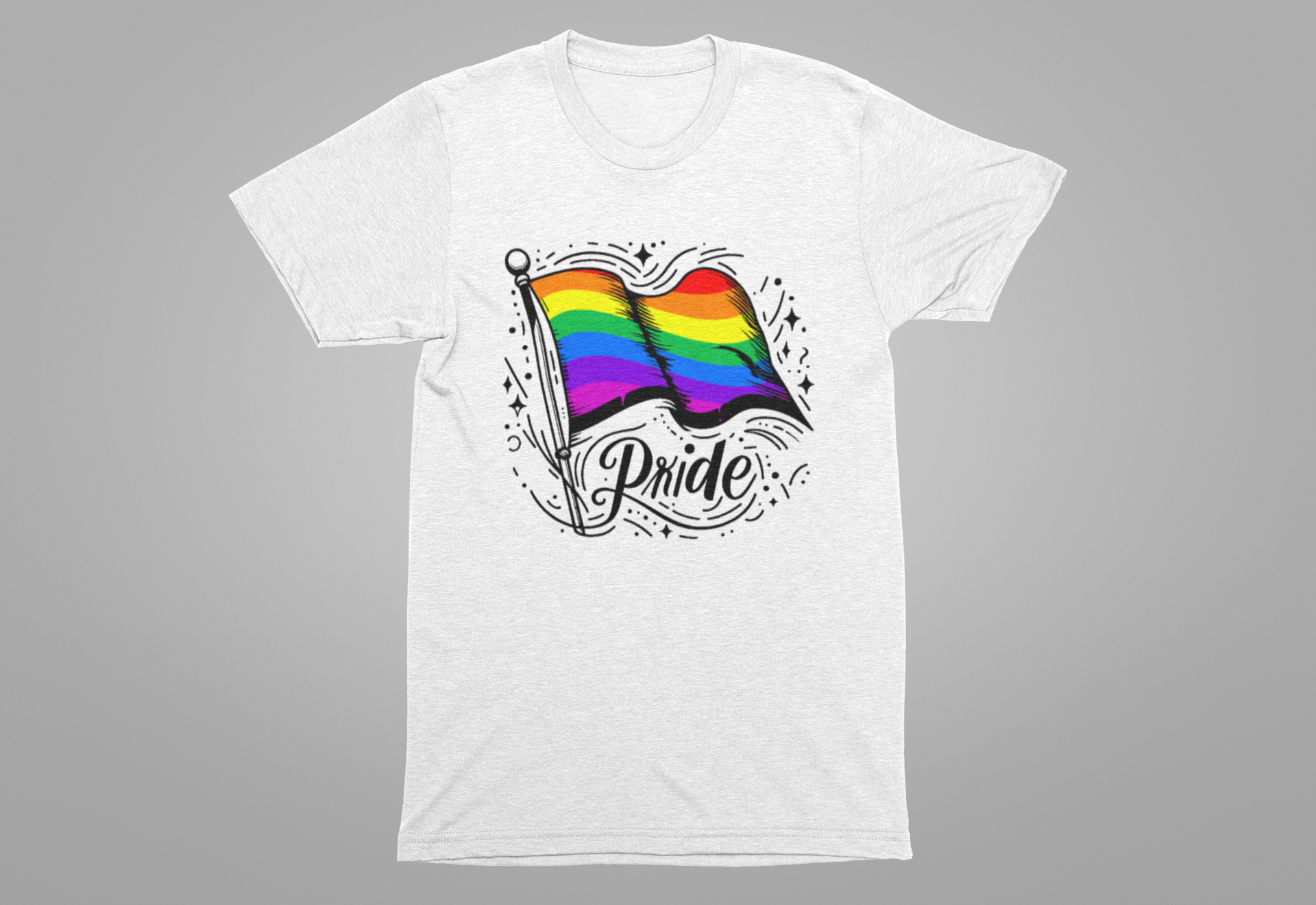 Pride Without Prejudice – Colorful Flag with Lines, Dots & Symbols Graphic T-Shirt
