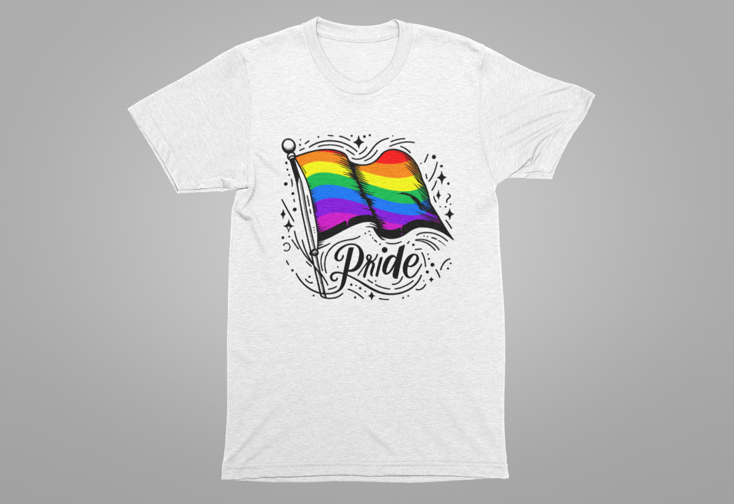 Pride Without Prejudice – Colorful Flag with Lines, Dots & Symbols Graphic T-Shirt
