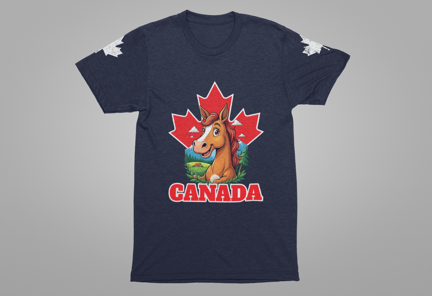 Canada Maple Horse Cartoon T-Shirt