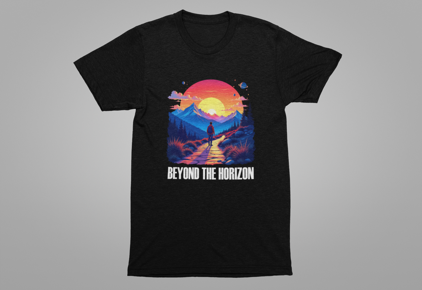 Beyond the Horizon | Inspirational Sunset & Space Exploration T-Shirt