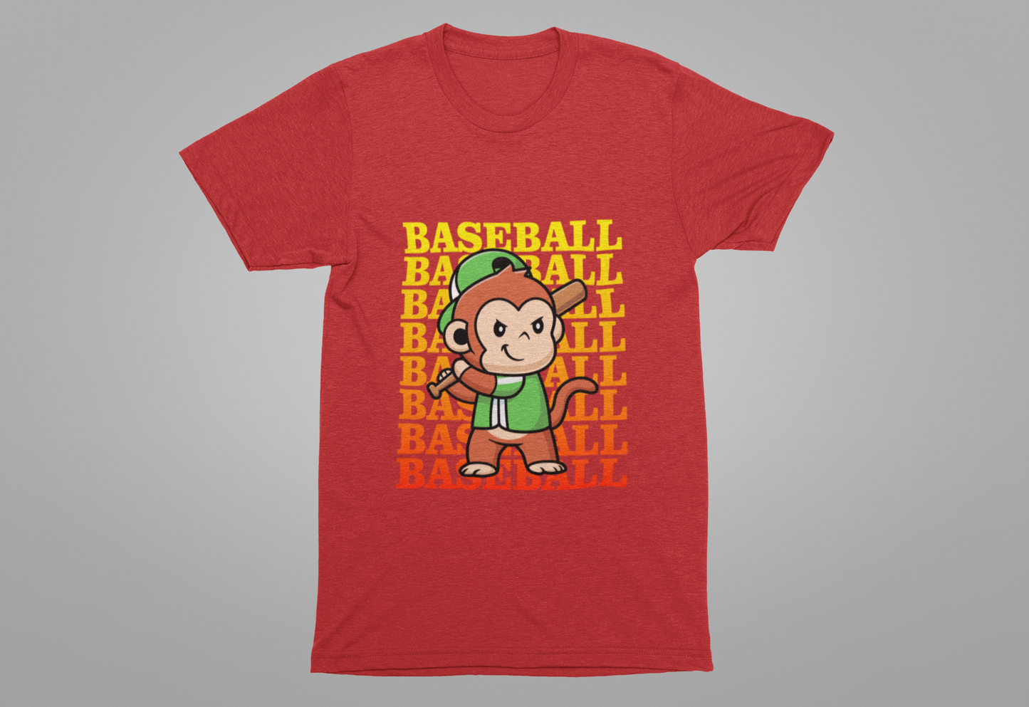 Baseball tshirt - Baseball Monkey Player Tshirt Large Graphic Monkey Baseball Player with Baseball Text Background
