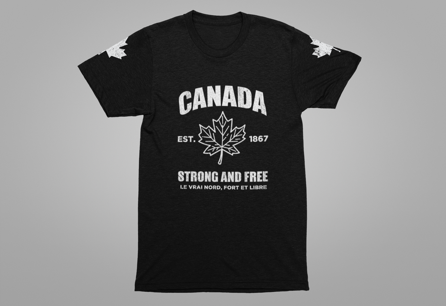 Canada Strong and Free Maple Heritage - White Print T-Shirt