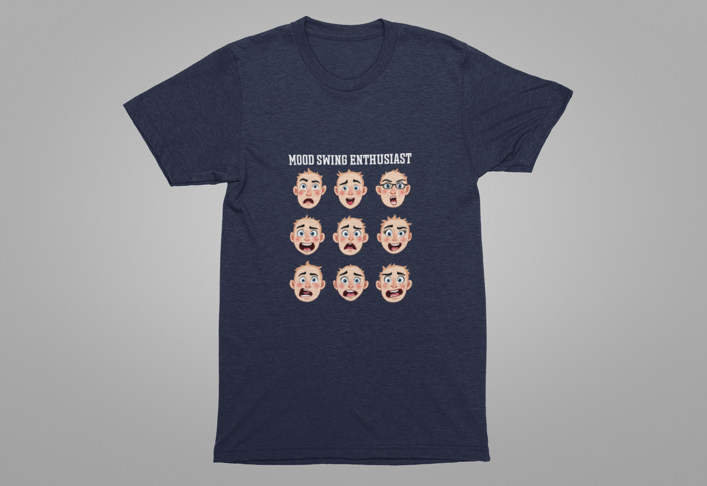 Mood Swing Enthusiast – Grid of Nine Expressive Faces Graphic T-Shirt