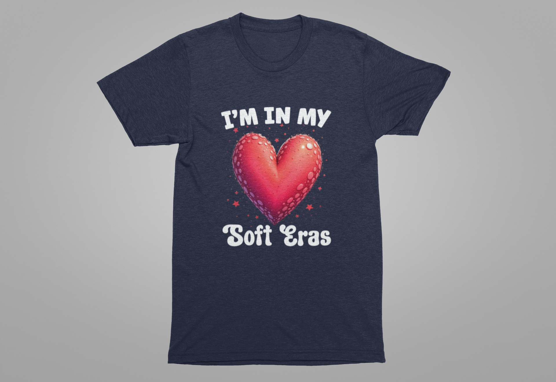 I'm In My Soft Eras – Embossed Red Heart & Star Accents Graphic T-Shirt