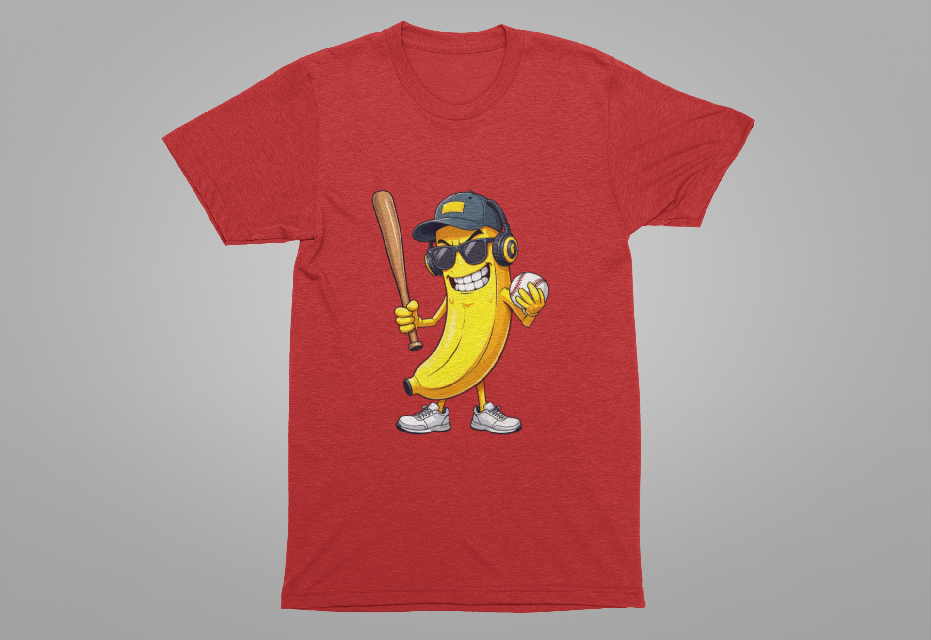 Banana Baseball Aggressive Mascot Tshirt Cool Fruit Sports Character