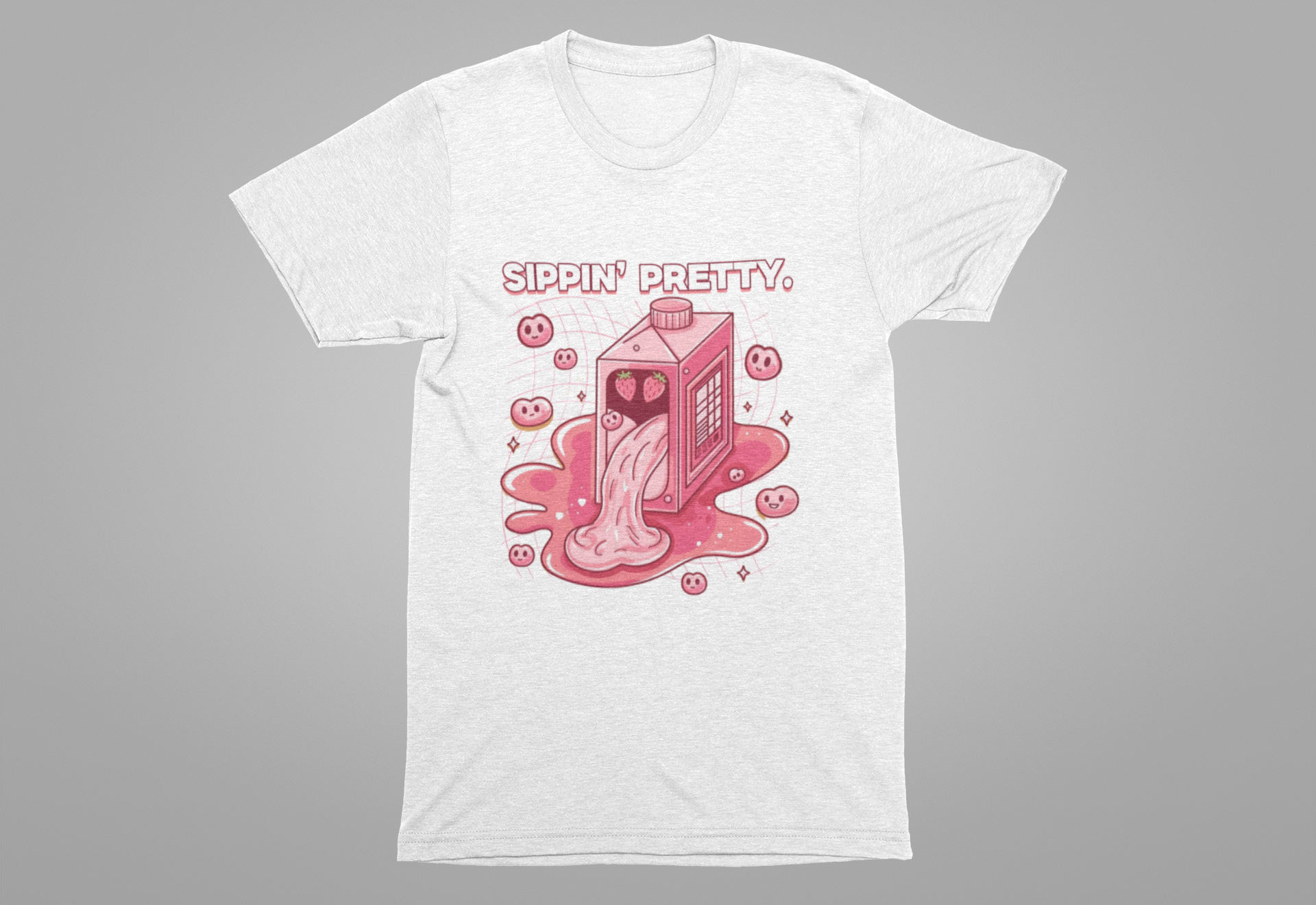 Sippin' Pretty | Strawberry Juice Splash Graphic T-Shirt