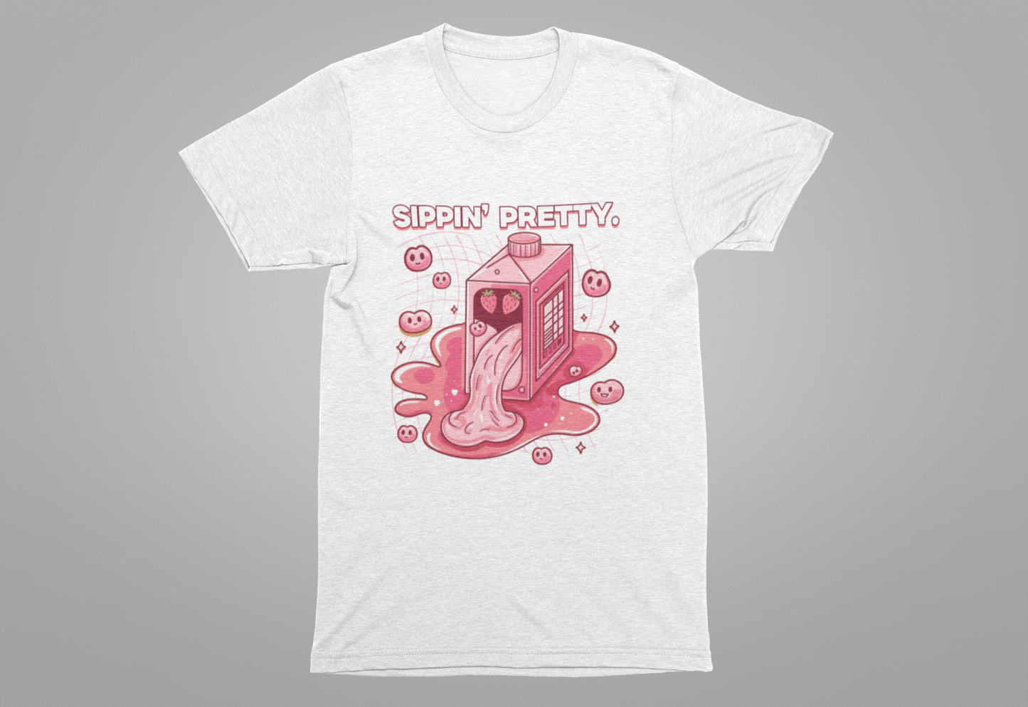 Sippin' Pretty | Strawberry Juice Splash Graphic T-Shirt
