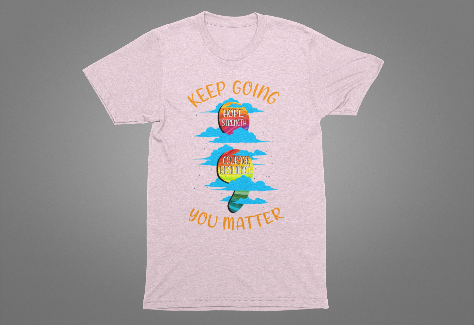 Keep going Semi Colon Rainbow Affirmation  Graphic Statement Tee for Mental Health, Recovery, and the Story That Still Continues in Color