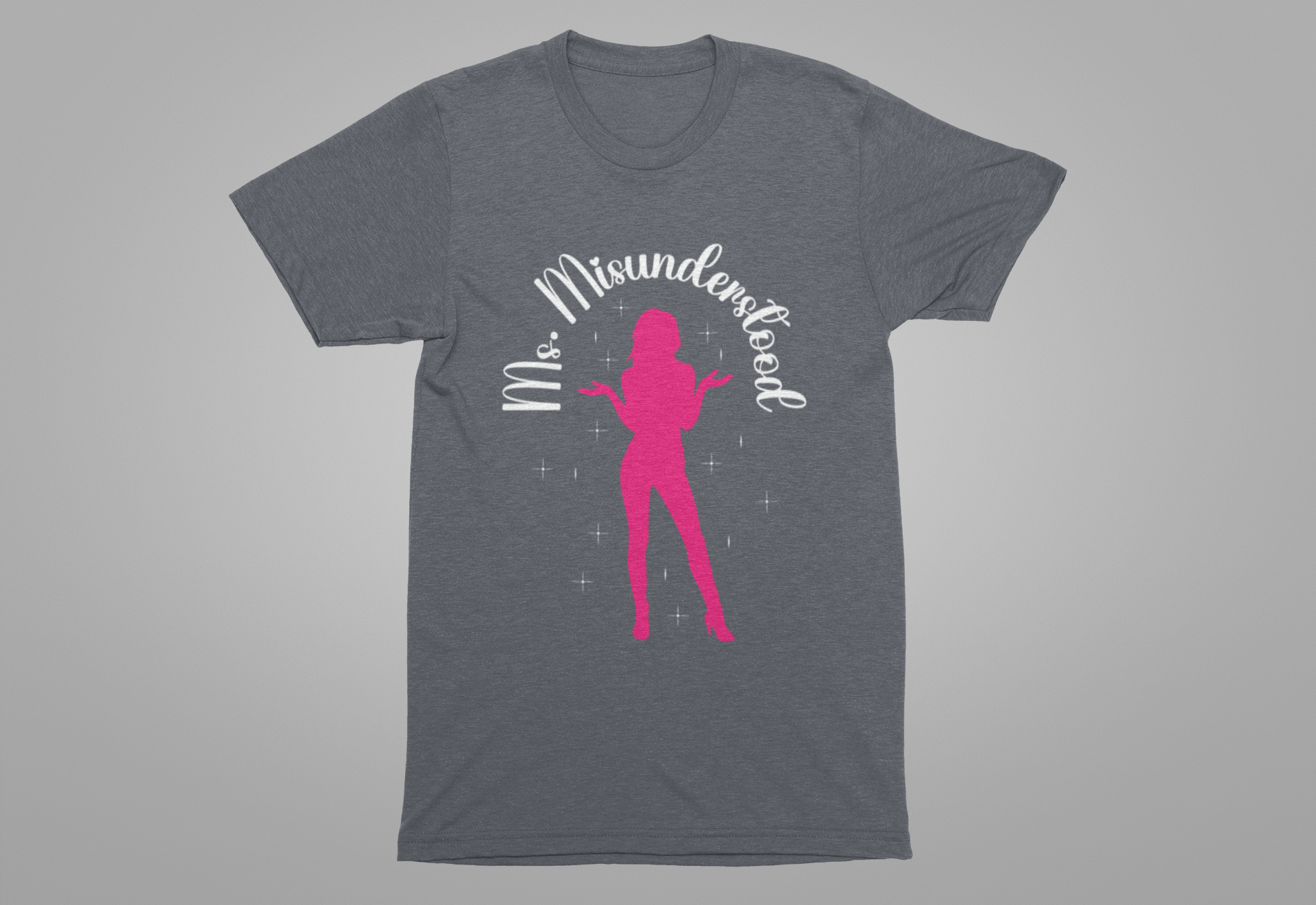 Misunderstood Graphics Ms Misunderstood Shirt, Confident Anime Girl Tee, Pink Silhouette Sass ...