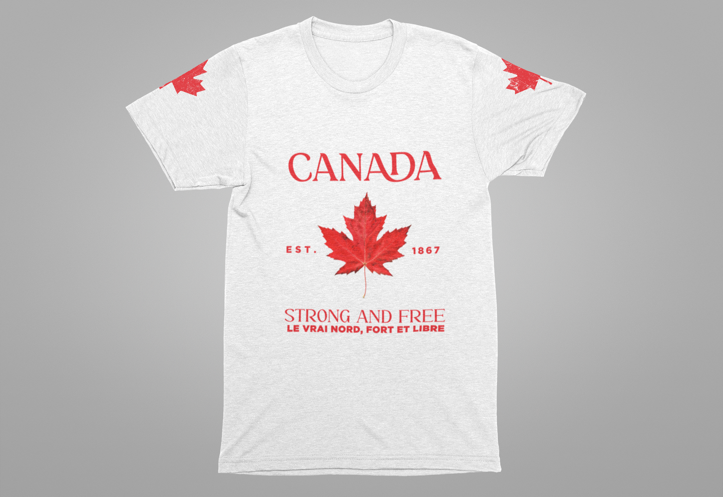 Canada Strong and Free Maple Heritage - Red  Print T-Shirt