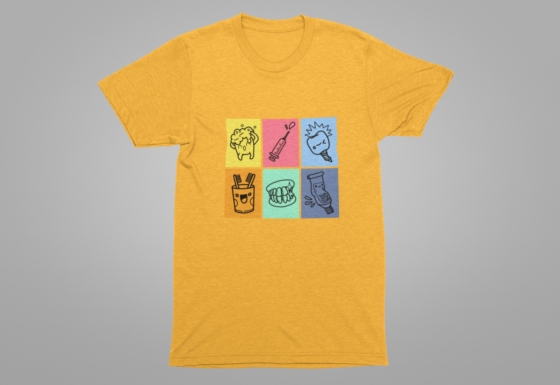 Colorful Dental Fun T Shirt Six Box Tooth Bath Syringe Implant Smile Toothpaste