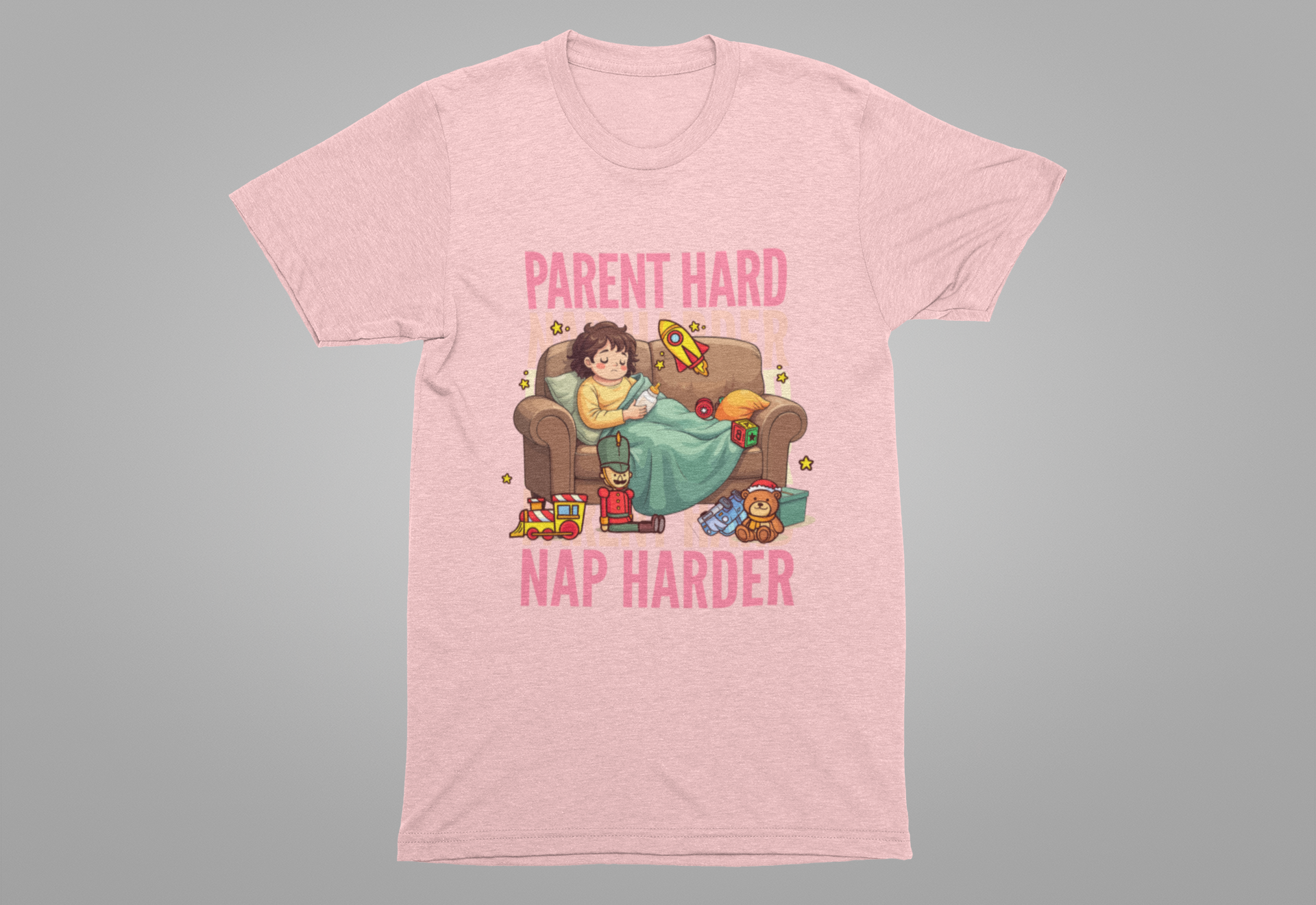 Parent Hard Nap Harder Tee, Funny Parenting Life Shirt, Tired Parent Graphic Tee, Sleepless Caregiver Top, Family Survival Gift