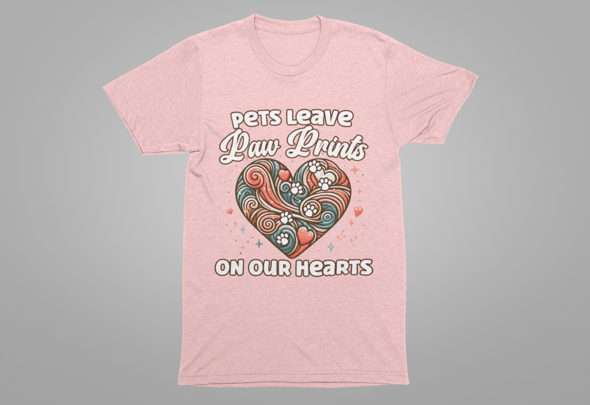 Pets Leave Paw Prints on Our Hearts | Abstract Heart Graphic T-Shirt