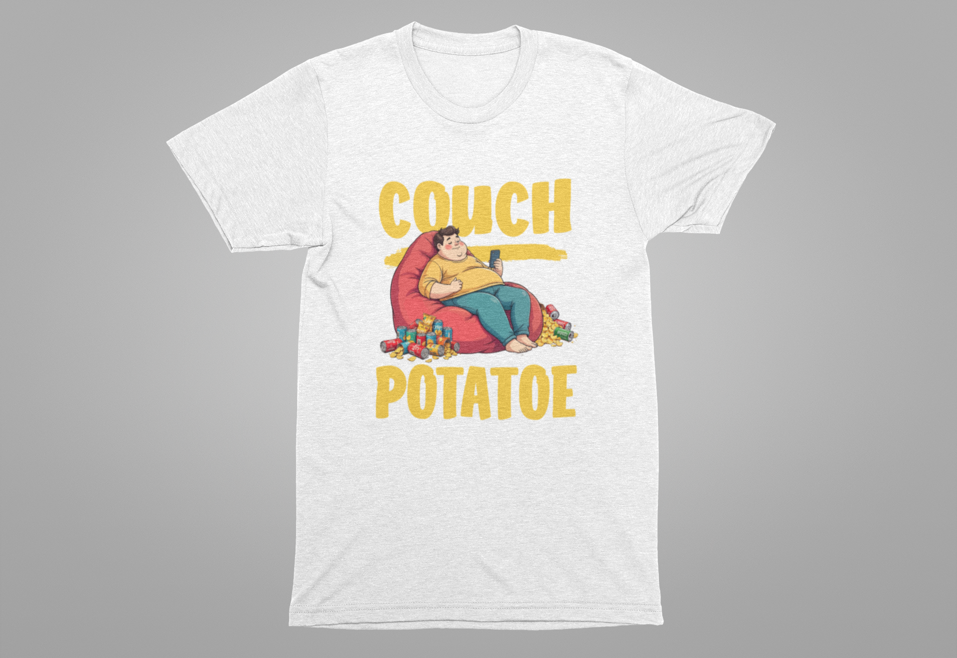 Couch Potato Shirt, Funny Snack Life Tee, Lazy Comfort Cartoon T Shirt, Homebody Humor Apparel, Chill Mode Vibes, Food Lover Top