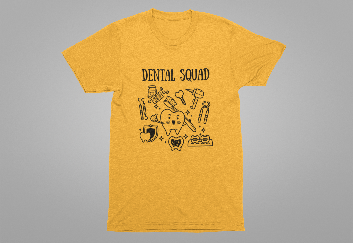 Dental Squad T Shirt Tooth Centered with Dental Tools and Brush