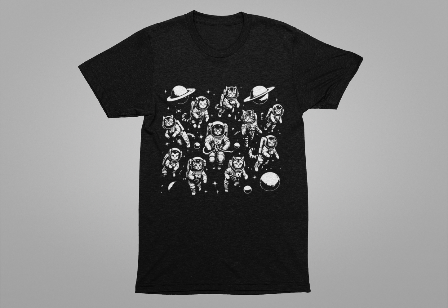 Astronaut Cats T-Shirt – Cute Floating Cats in Space Graphic Tee