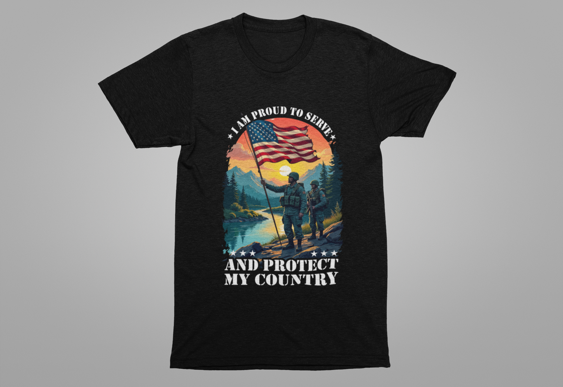 Proud to Serve and Protect My Country T-Shirt – Patriotic Military Graphic Tee