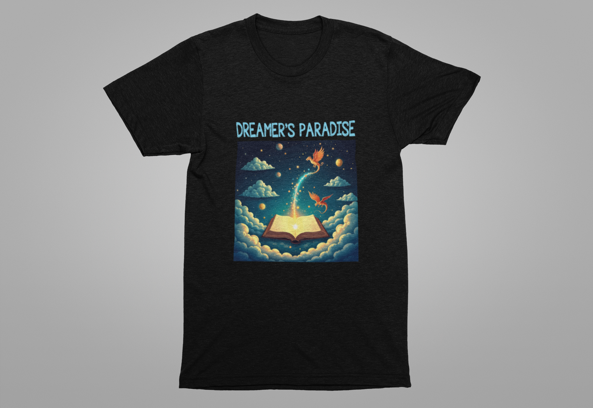Dreamers Paradise | Fantasy Dragons & Magic Book T-Shirt