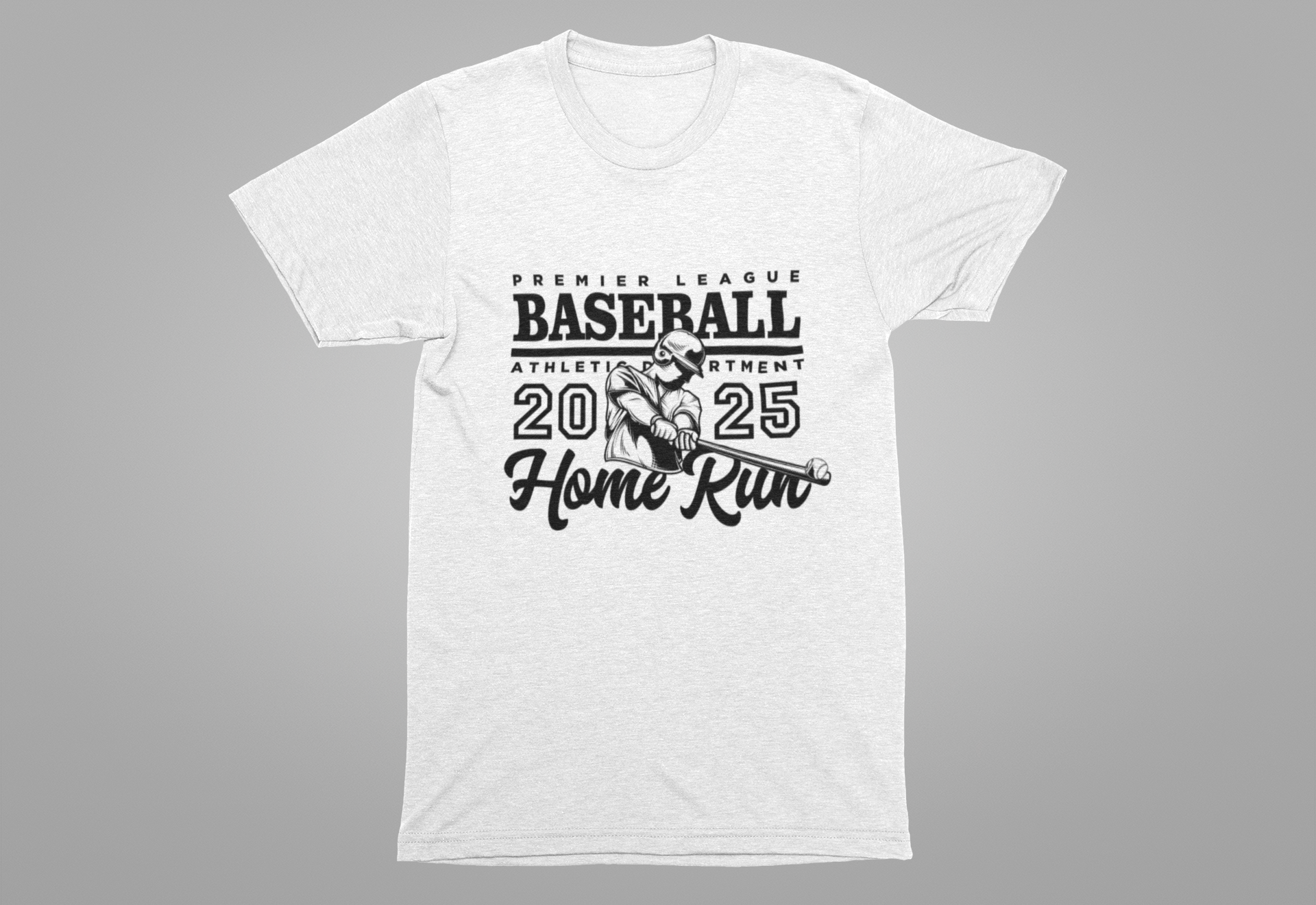 Baseball tshirt - Premier League Basebal l2025 HomeRun Tshirt Baseball Player Graphic with Bold Text Background