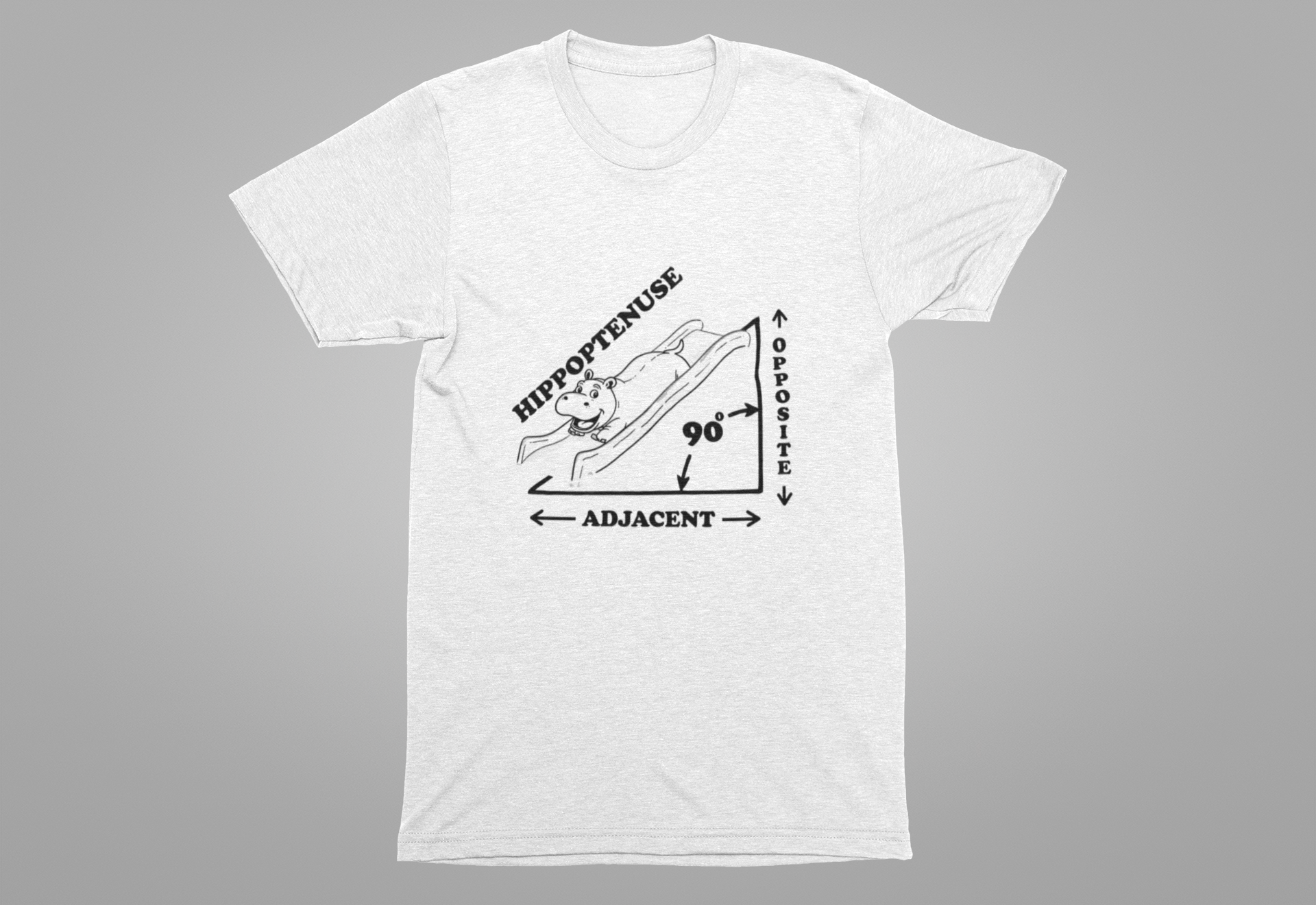 Math Joke Shirt – Hippopotenuse Hippo Right Triangle Graphic