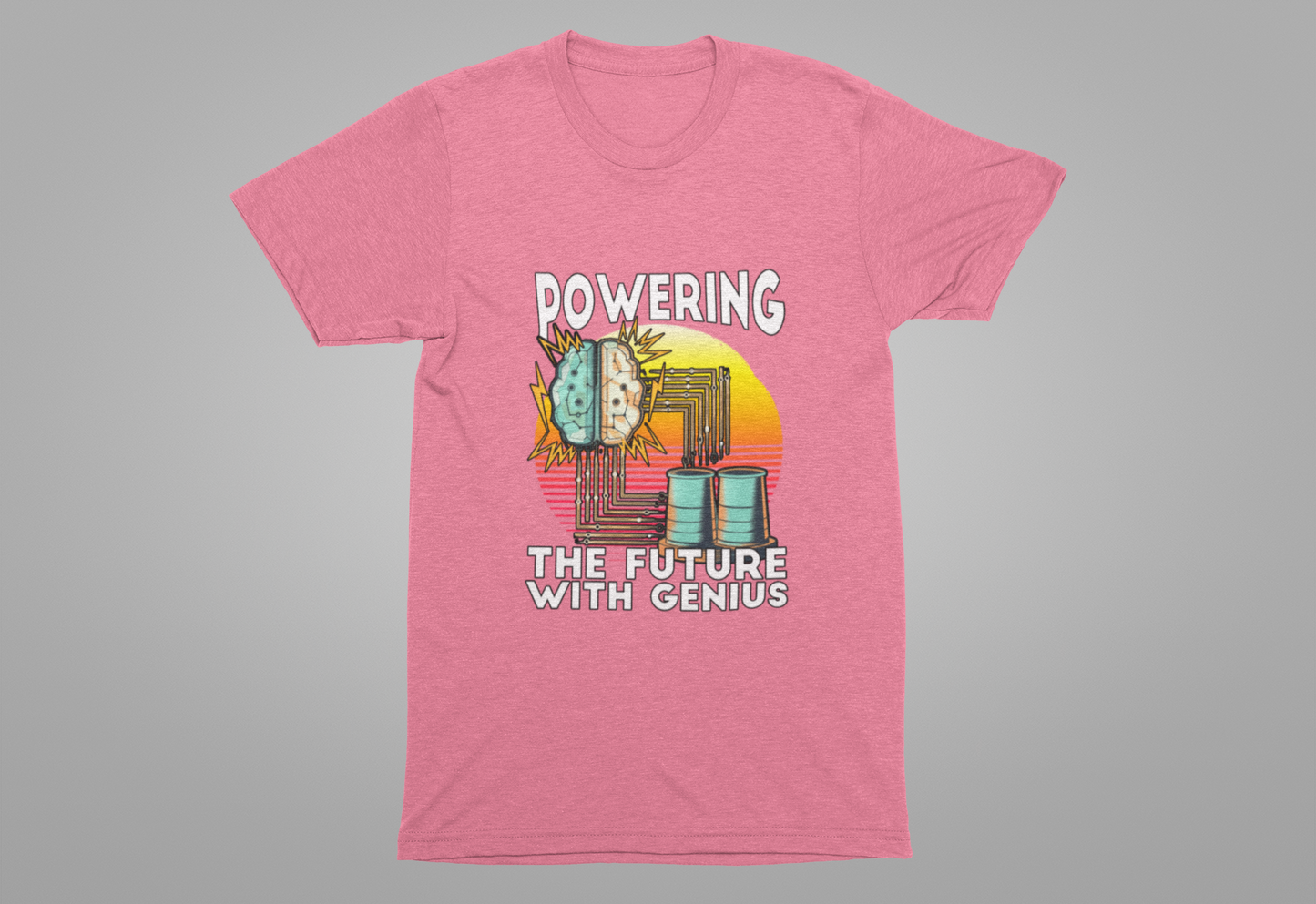 Powering the Future with Genius Tshirt – AI Brain and Tesla Turbines Graphic