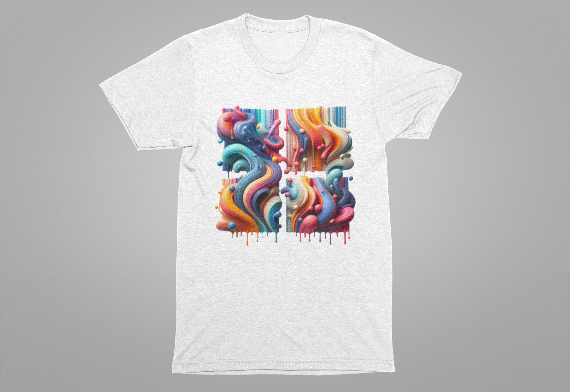 Drip Fusion Squares – Colorful Abstract Drip Art T-Shirt