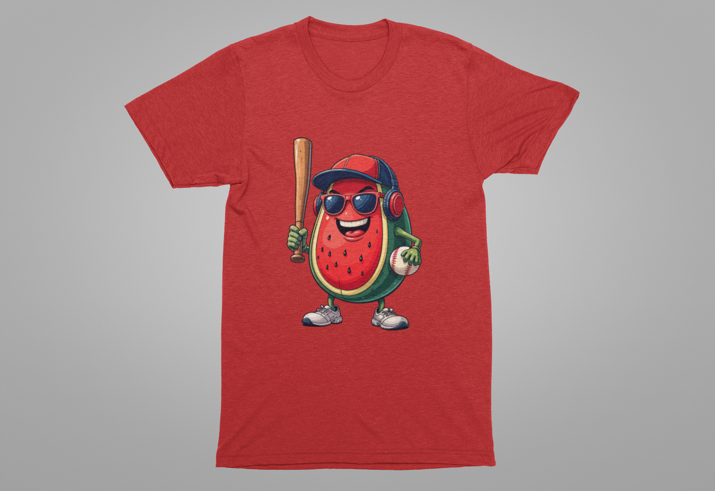 Happy Watermelon Baseball Mascot Tshirt Fun Sports Fruit Character Design
