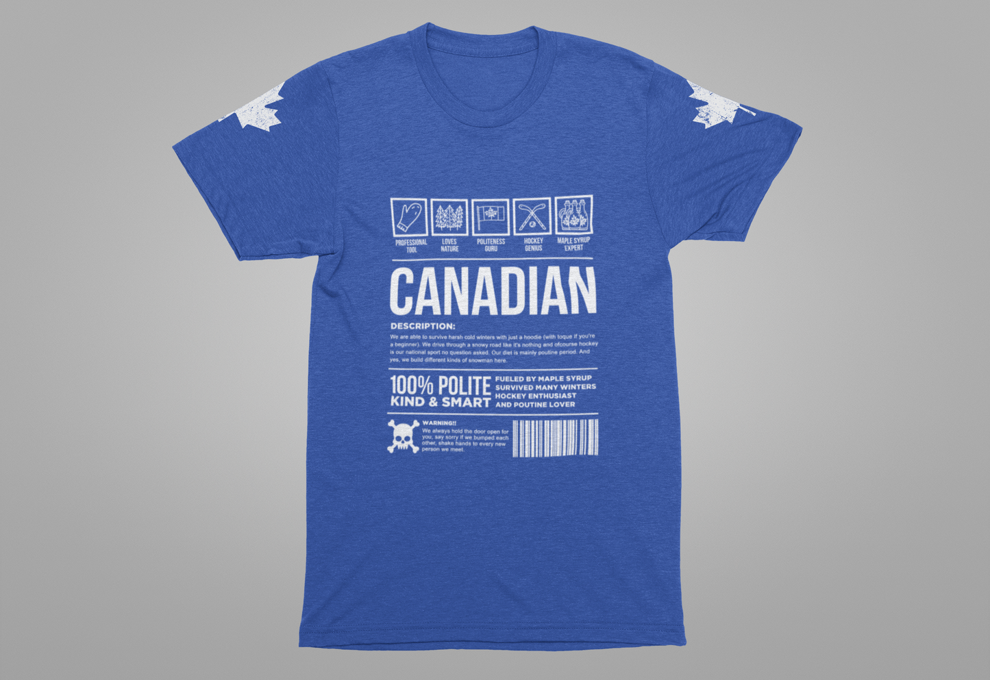 Canadian Traits Nutrition Facts - White Print T-Shirt