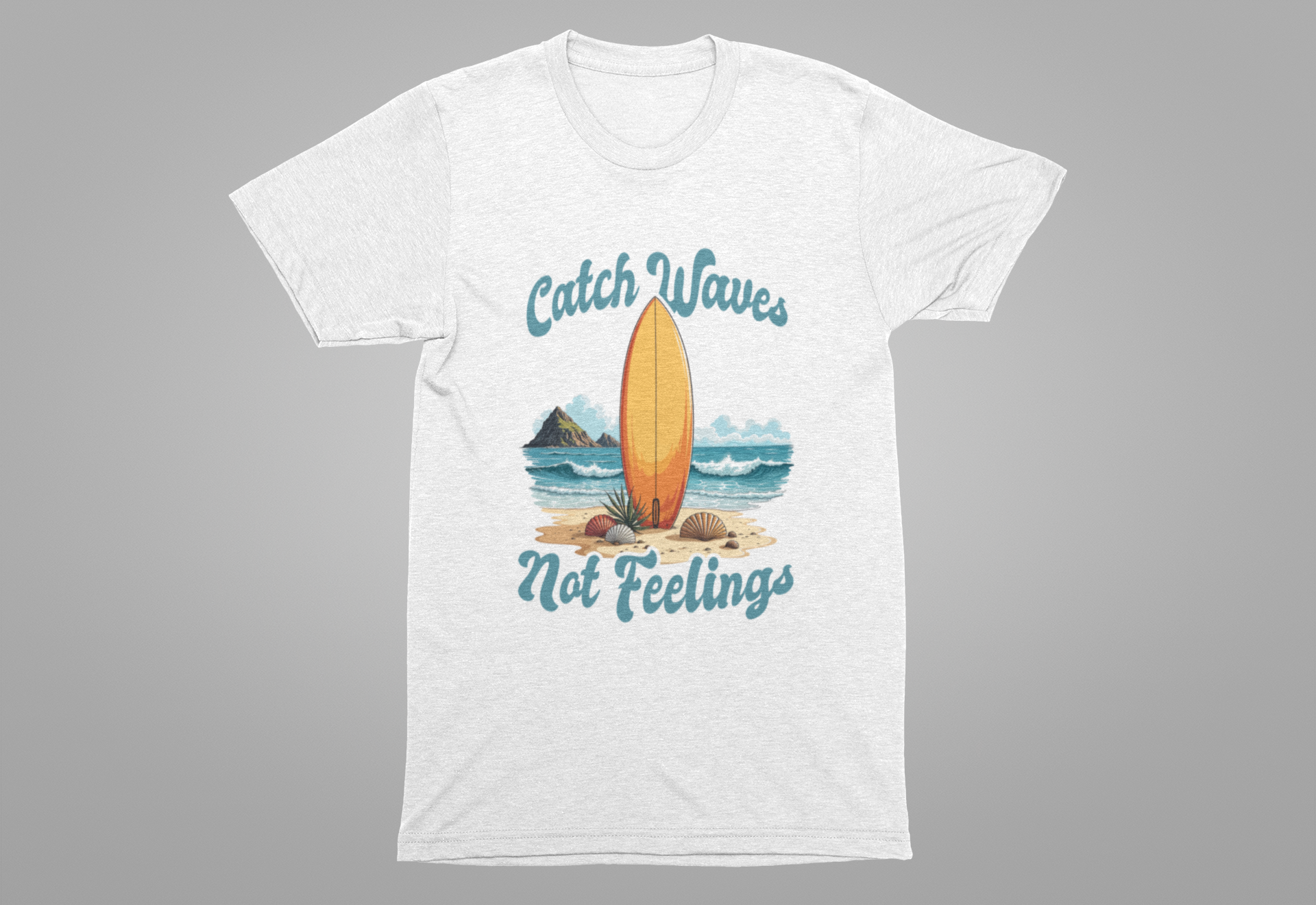 Catch Waves Not Feelings Funny Surf Beach T-Shirt