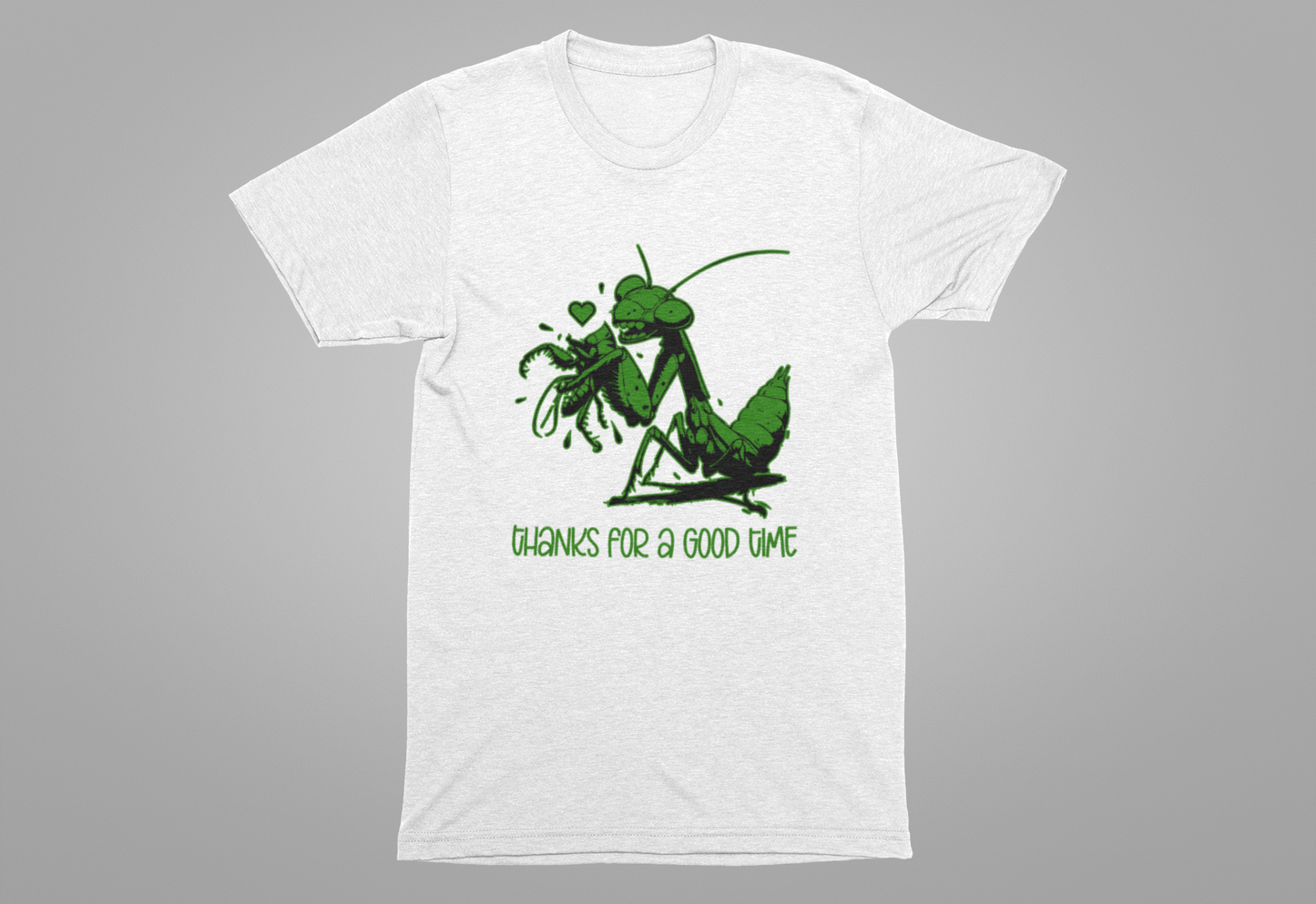 Thanks for a Good Time T-Shirt – Playful Grasshopper Eating Male Graphic Tee