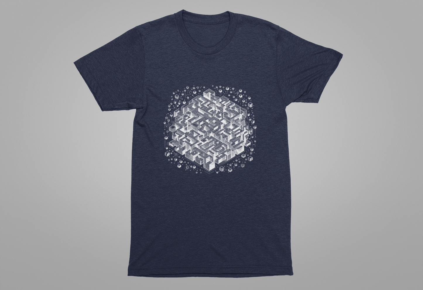 Cube Cascade – Cubic Maze with Floating Cubes Graphic T-Shirt