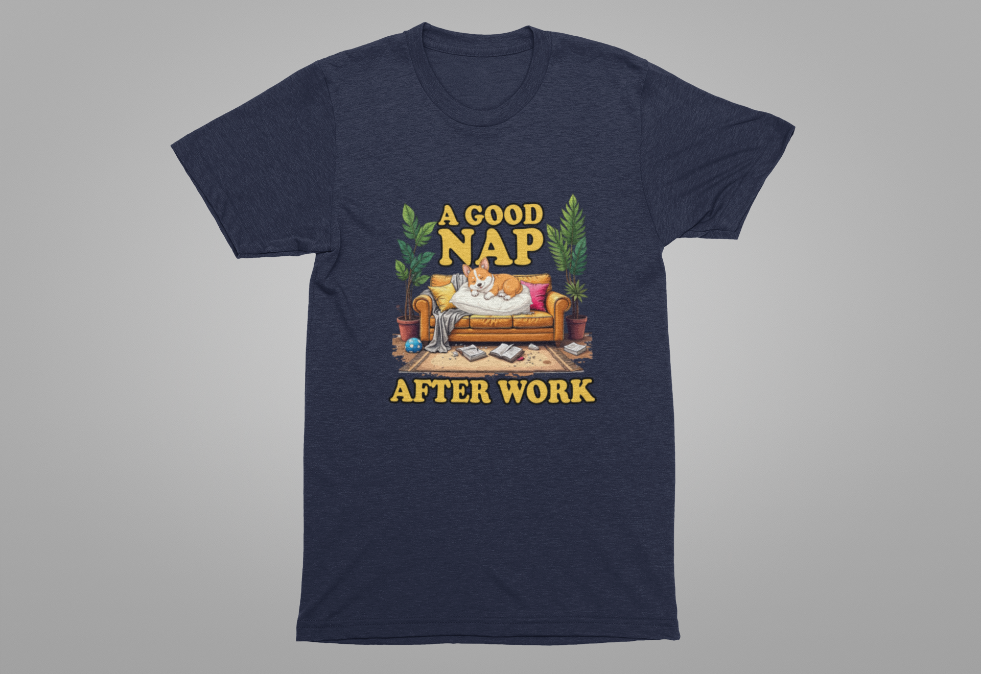 A Good Nap After Work – Sleeping Dog on Sofa Graphic T-Shirt