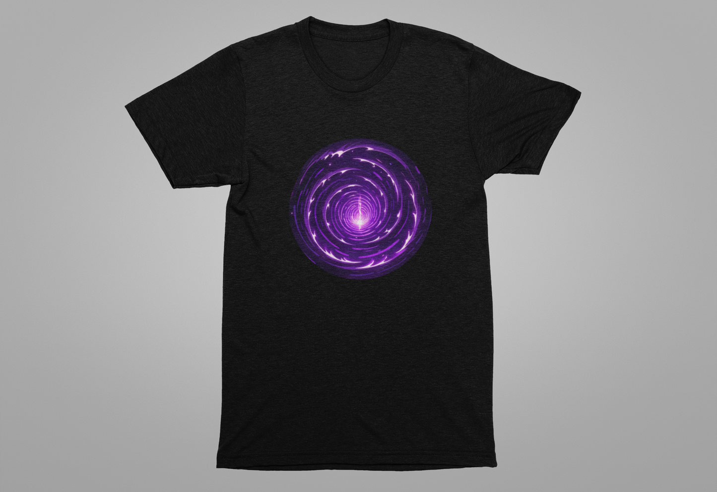 Silently Spiraling – Large Purple Spiral Graphic T-Shirt