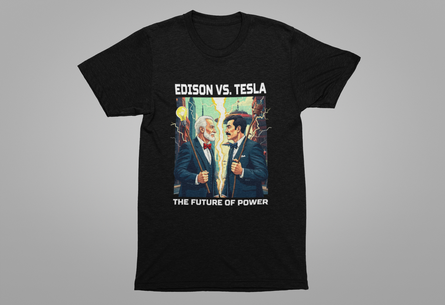 Edison vs Tesla Tee, Inventors Rivalry Shirt, Science History Graphic, Innovation Duel Top, Genius Clash Gift Shirt