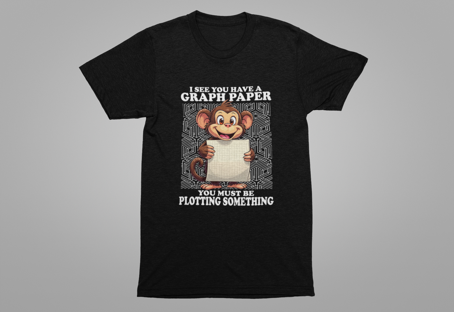 Math Humor Monkey T-Shirt – Plotting Something with Graph Paper