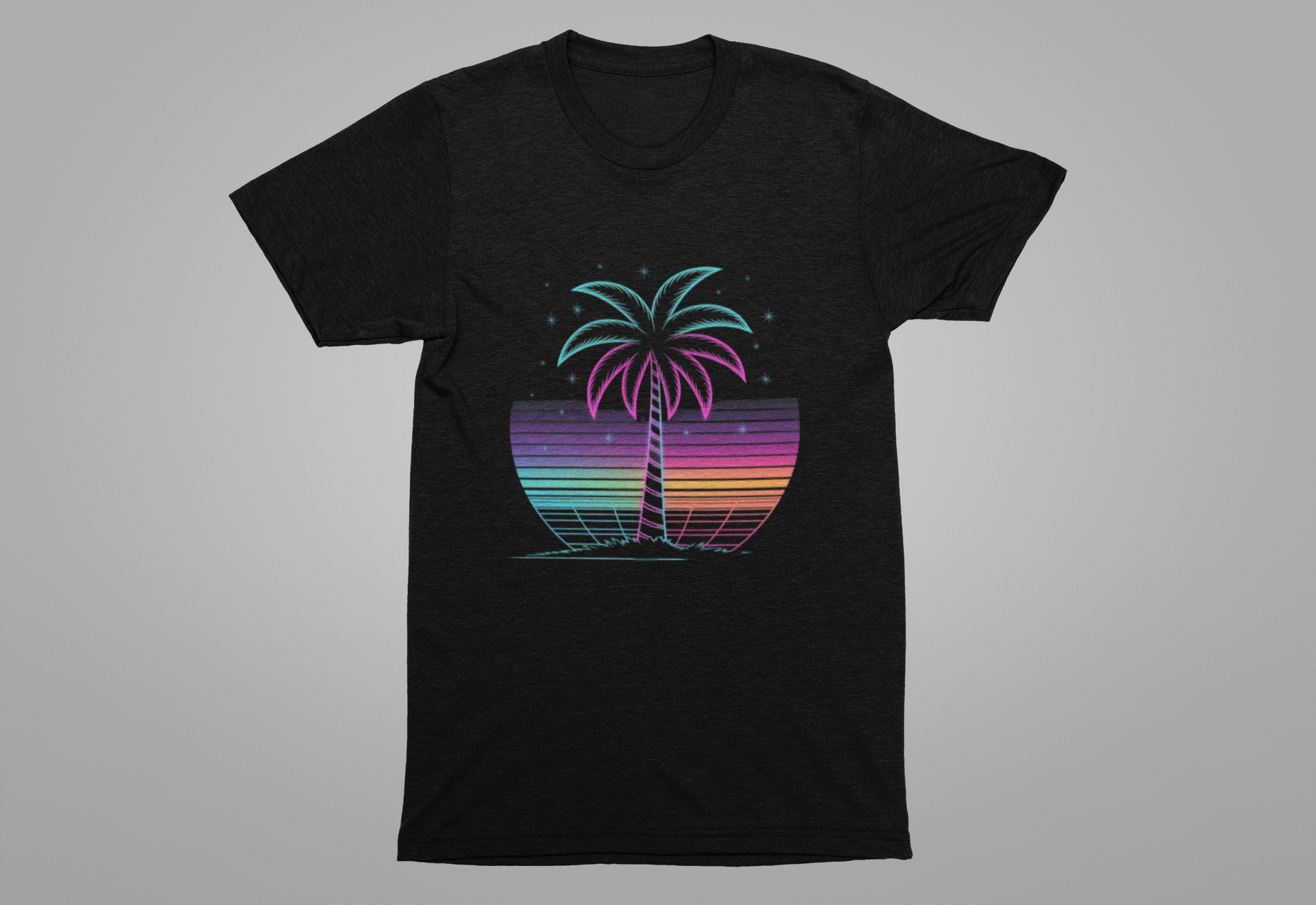 Tropical Nights Neon Lights – Glowing Beach Party Graphic T-Shirt