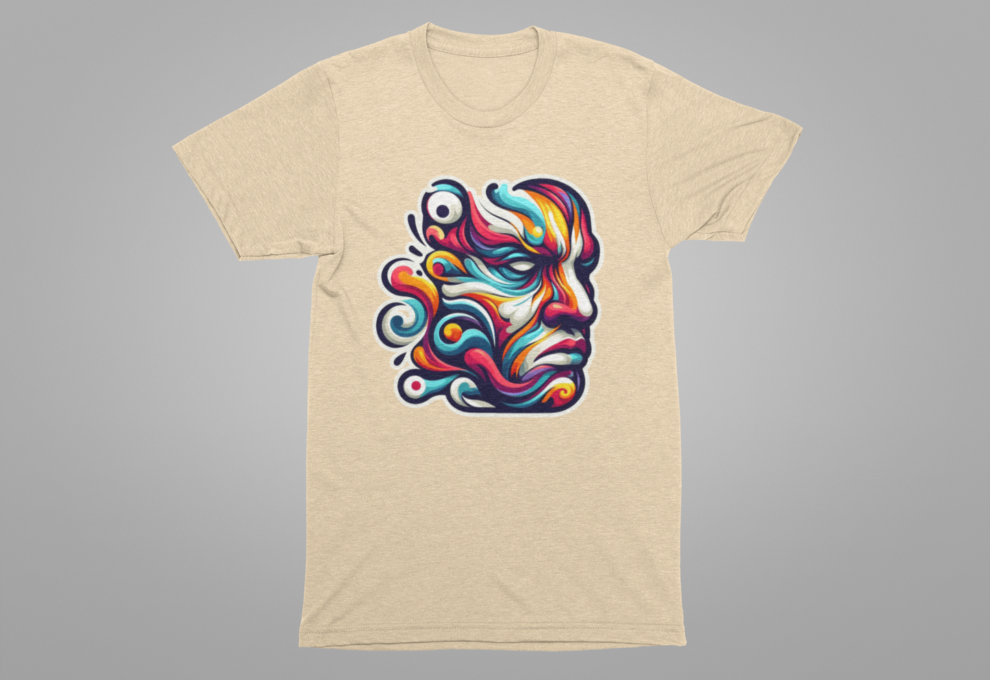 The Art of Expressionism Tshirt – Colorful Curved Strokes Forming a Vibrant Face