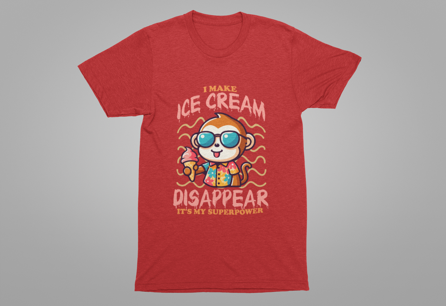 I Make Ice Cream Disappear T-Shirt – Cool Monkey With Sunglasses And Ice Cream Cone Funny Graphic Tee