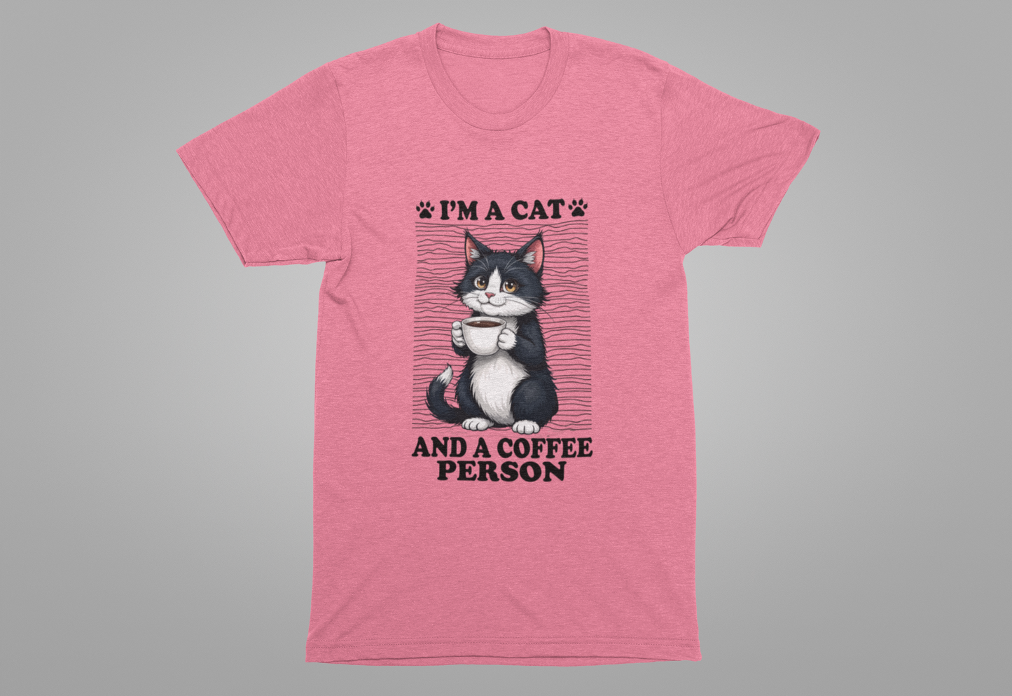 Cat and Coffee Person T-Shirt – Cute Cat Holding Coffee Cup Tee