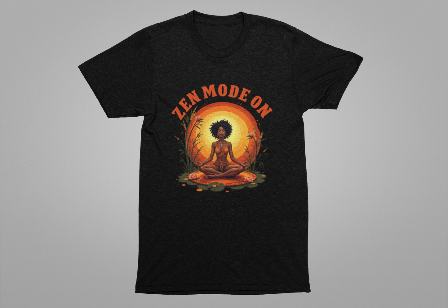Zen Mode On – Peaceful Meditation Lotus Glow Graphic T-Shirt
