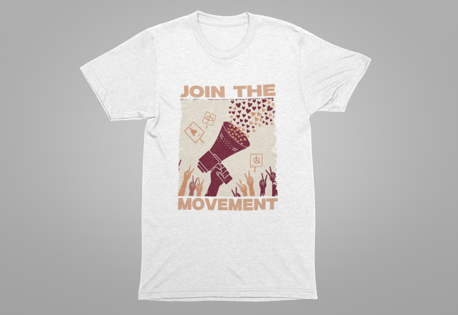 Join the Movement – Empowerment Speaker and Victory Hands Graphic T-Shirt