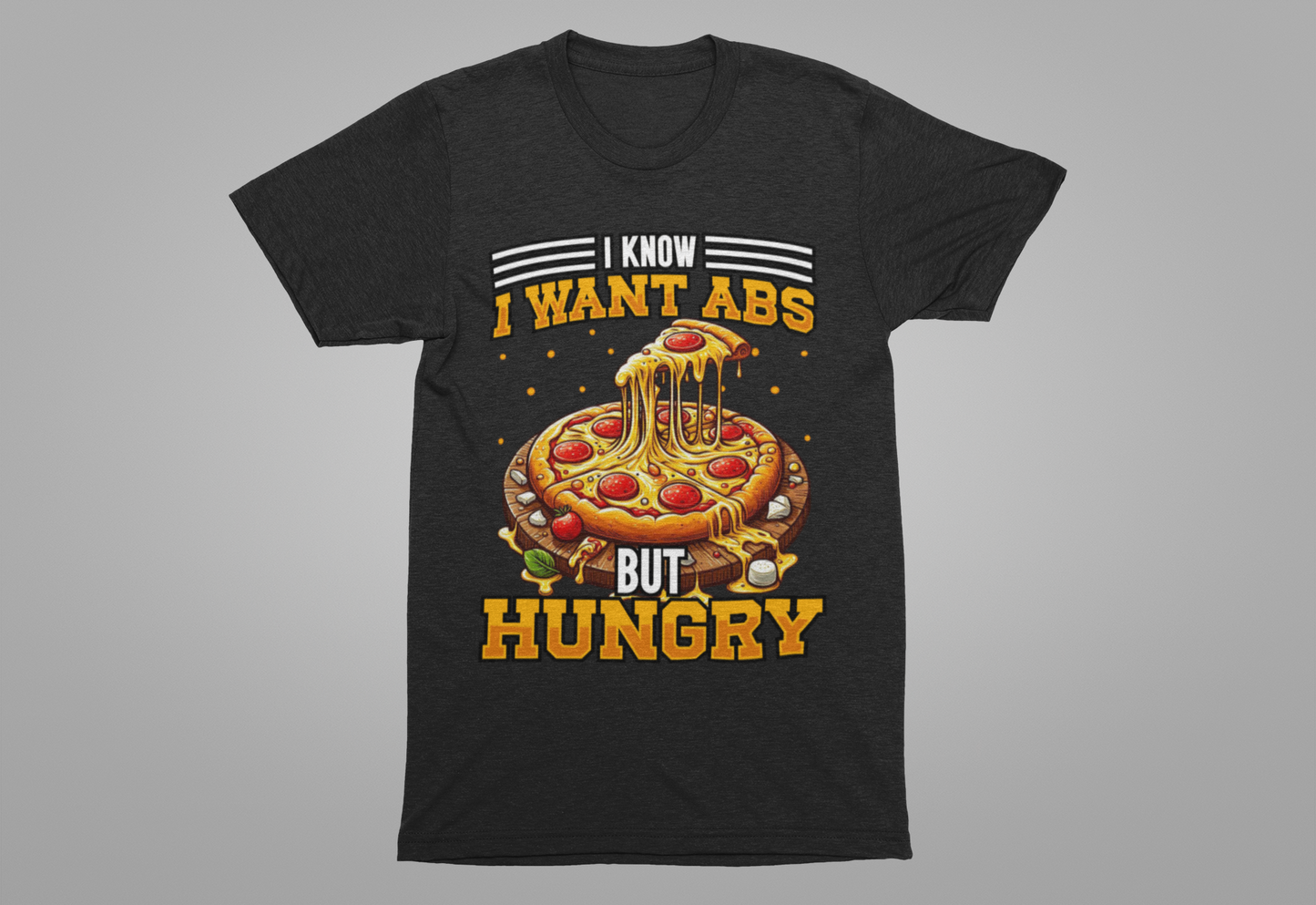 I Know I Want Abs But Hungry Shirt, Funny Gym Foodie Tee, Workout and Food Struggle T Shirt, Relatable Fitness Humor Apparel, Sarcastic Fit Top