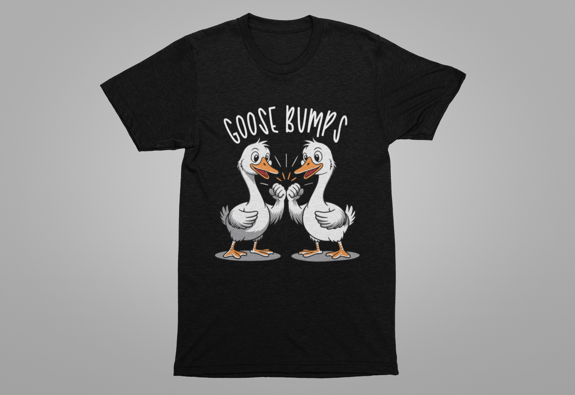 Goose Bumps Funny T-Shirt – Two Geese Fist Bump Cartoon Graphic Tee