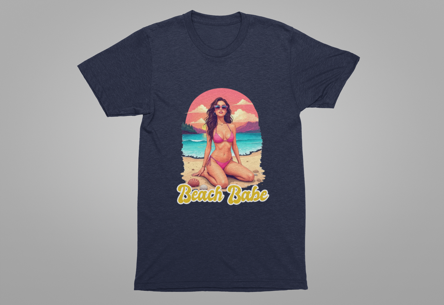 Beach Babe T-Shirt – Stylish Women in Bikini Beach Graphic Tee